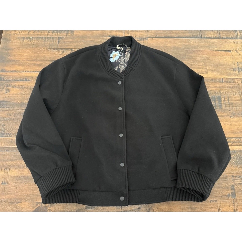 NEW Women's Black WELL WORN Letterman Like Button Front Jacket Size XXL NWOT